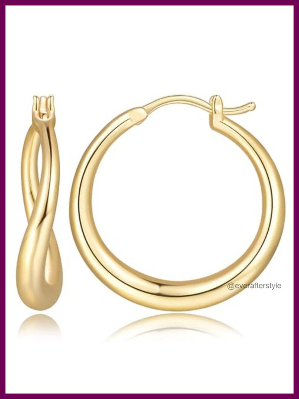 14K Gold Plated Twisted Hoop Earrings for Women 25mm